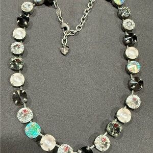 Sabika Silver and Black Crystal Necklace